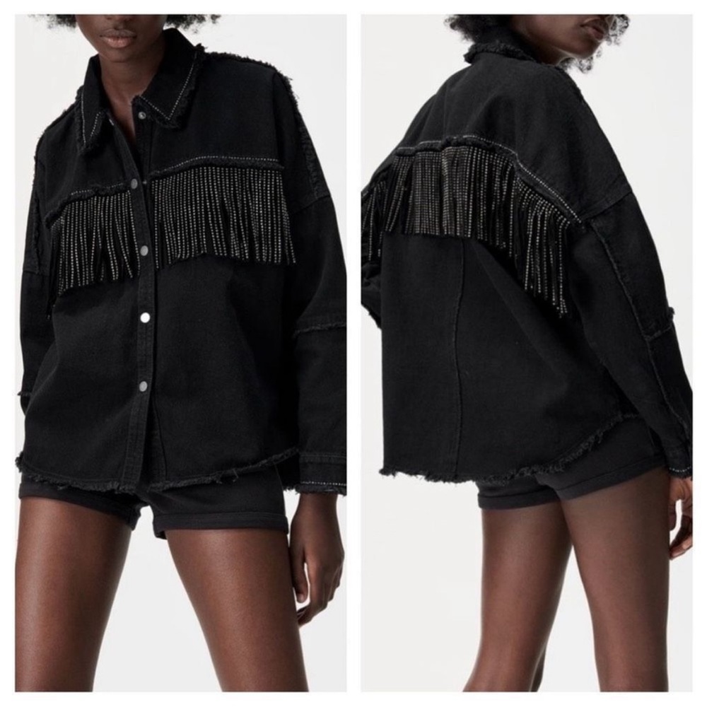 Oversized SHINY FRINGE JACKET ZARA